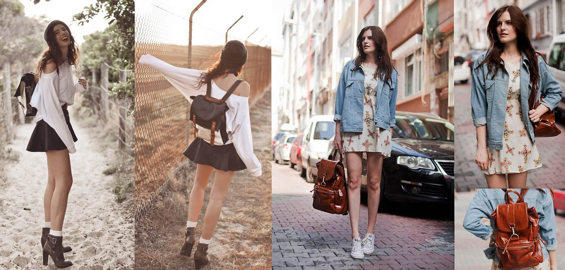 Stylizacja vintage z plecakiem jaki plecak do sukienki