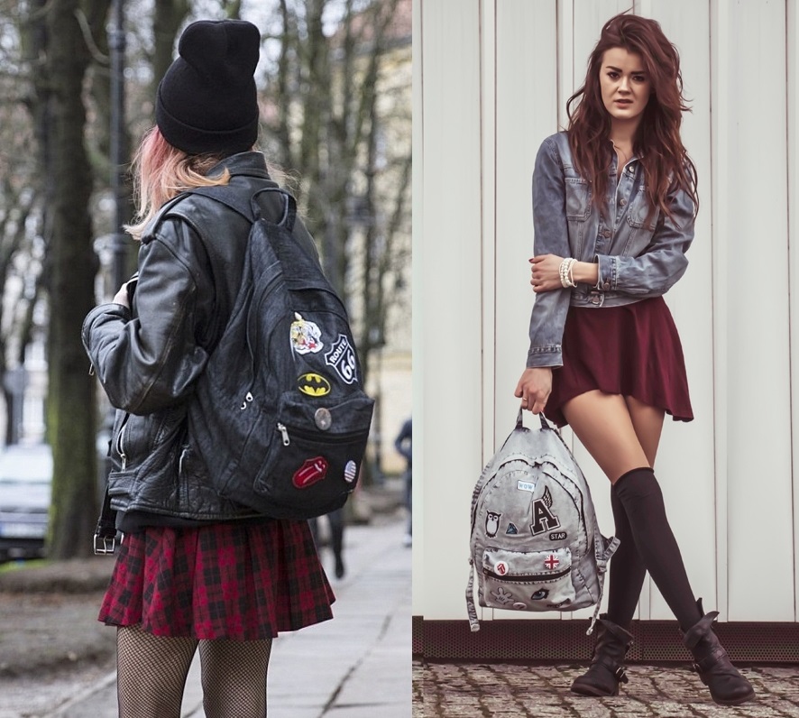 jeansowy plecak z naszywkami jeansowy plecak z naszywkami