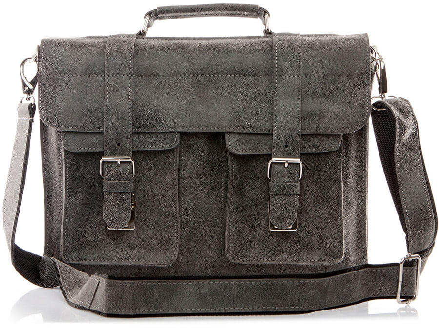 Torebka szkolna listonoszka skórzana szara torebki szkolne listonoszki